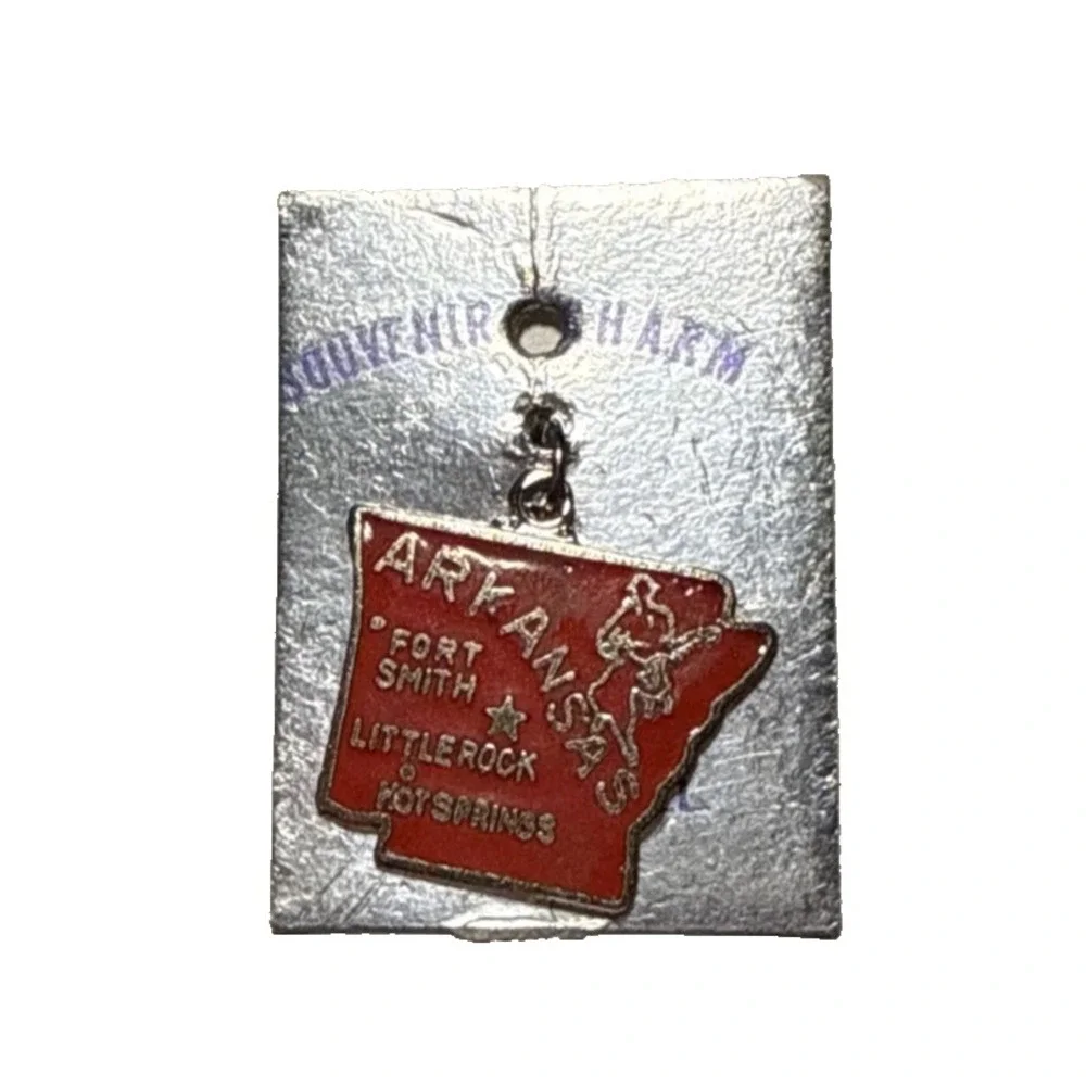 Arkansas State Souvenir Charm Red Enamel  Cloisonne  J22